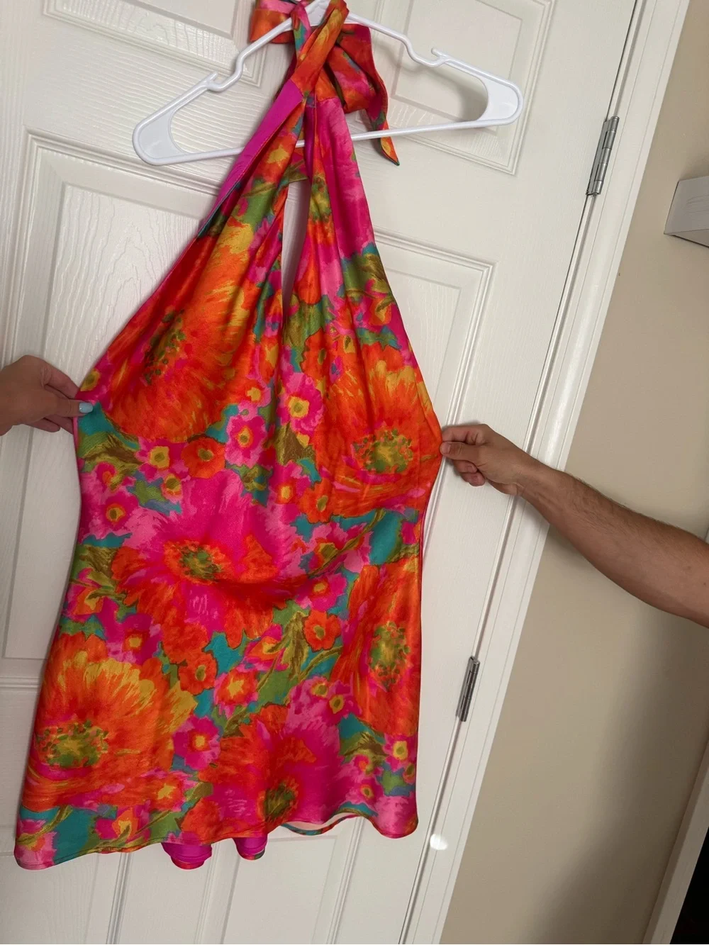 Show Me Your MuMu Hot Pink Floral Halter Mini Dress - Picture 2 of 4
